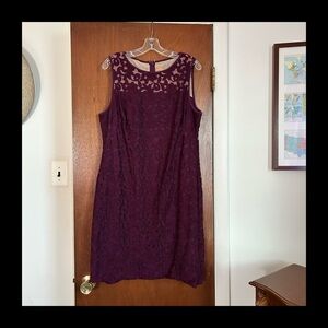 Ralph Lauren Burgundy Lace Floral Dress